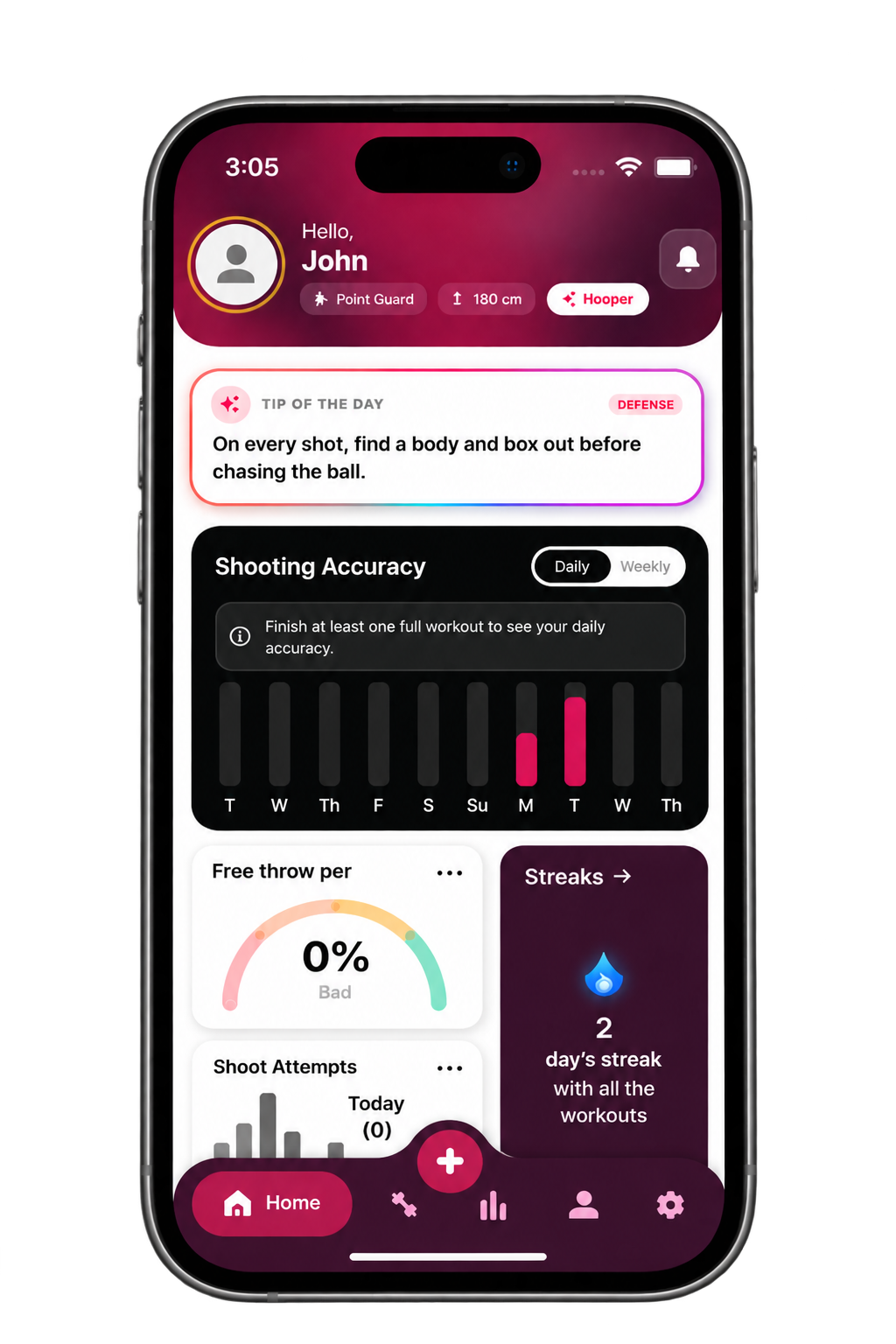 HoopZone home screen
